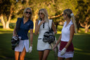Women's golf clothes girls on golf course in golf top, golf trousers, golf dress and golf skirt Alska Golf