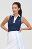 Women's golf top button detail